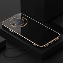 Prabangus dengtas dėklas Honor Magic 7 Pro, Magic 6 Lite, Magic 5, Magic 4, Honor X9A, X9B, silikoninis dirželis, minkštas raištelis For Magic 6&Case & Strap juoda