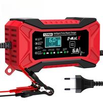 12V 6A Automobilio Akumuliatoriaus Įkroviklis Impulsinis Remontas LiFePO4 14.6V Išmanusis Greitas Įkrovimas AGM Gilaus Ciklo GEL Švino-Rūgštinis Įkroviklis Automobiliui Motociklui EU Plug raudona