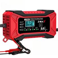 12V 6A Automobilio Akumuliatoriaus Įkroviklis Impulsinis Remontas LiFePO4 14.6V Išmanusis Greitas Įkrovimas AGM Gilaus Ciklo GEL Švino-Rūgštinis Įkroviklis Automobiliui Motociklui UK Plug raudona
