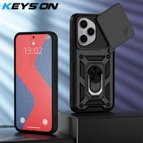 KEYSION Shockproof Armor Case for HONOR 400 Pro 5G Slide Camera Lens Protection Ring Stand Phone Back Cover for Huawei Honor 400 for Honor 400 Pro juoda
