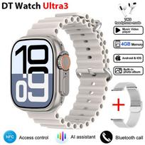 DT Ultra 3 Išmanusis laikrodis Amoled ekranas 4GB MP3 MP4 grotuvas Bluetooth tinklo dalijimasis APP Store ChatGPT išmanusis AI laikrodis vyriškas sportinis laikrodis Mesh tape sidabras