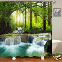 3D Spausdinimas Žalias Miškas Krioklys Dušo Užuolaidos Vandeniui Atspari Vonios Užuolaida su Kabliukais Vonios Užuolaida 180*200 Poliesterio Audinys W90xH180cm yellow