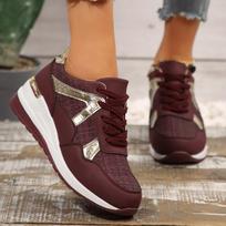 Women's Casual Sports Shoes Plus Size Fashion Comfortable Wedge Sneakers Woman Spring Autumn Thick Sole Non Slip Running Shoes 44 vyno raudonos spalvos