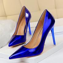 Madingi moteriški aukštakulniai Mėlynai žali Valentino bateliai prabangūs blizgūs stiletto vestuviniai nuotakos naktinio klubo madingi paprasti vienspalviai 1829-2 43(Foot26.5cm) brown