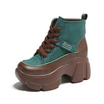 madingi storo pado retro stiliaus auliniai batai, moteriški mada, žiema, moteriški, laisvalaikio suvarstomi pleištiniai platforminiai trumpi batai Zapatillas Mujer2024 38 žalia
