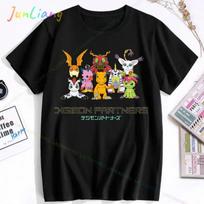 Digimon marginti marškinėliai Animacinių filmukų marškinėliai Retro trumparankoviai apvalia iškirpte kūrybingi viskas patogūs unisex drabužiai XL white