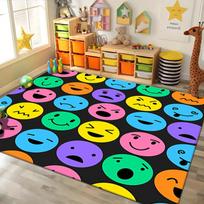 Edukaciniai vaikiški kilimai raidžių dizainas emocijų veidukų raštas spalvingi mokymosi kilimėliai vaikų kambario dekoravimui 80x120cm