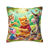 Disney Daugelio meškiuko Pū pasakų Pagalvės užvalkalas Dekoras Namams Kawaii Anime Animacinis Pūsto žaislo Pagalvės Dekoracija Svetainė Kvadratinis Pagalvės užvalkalas 12x12Inch beige