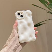 Blizgantis 3D Bangų Rašto Telefonų dėklas iPhone 16 15 14 13 12 11 Pro Max 16 Pro Estetikai Minkštas Smūgiams Atsparus Galinis Dangtelis Funda For iPhone 16 balta
