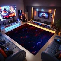 Gamer Rug PC Game Controller Pattern Carpet for Bedroom Living Room Play Area Indoor Outdoor Rug Door Mat Cool Decor Boys Girls 40x60cm black