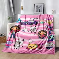 Mielas animacinis „Gabby's dollhouse“ pledas Vaikams Super minkštas pledas sofai, kelionėms, sofai, iškyloms Flanelinis pledas Gimtadienio dovana 75x90cm gray