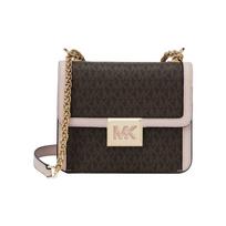 Michael Kors MK Sonia Vintage Chain Logo Leather Crossbody Bag Women bags Dark-Brown Light-Pink 35F1G6SS5B-648 Shopping Bag beige