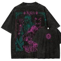 JOJO Keisti nuotykiai Gyro Zeppeli Marškinėliai Vyrams Vintage Išplauti Per dideli Marškinėliai Anime Grafiniai Marškinėliai Streetwear Medvilniniai Viršutiniai Drabužiai Vyrams Moterims L žalia