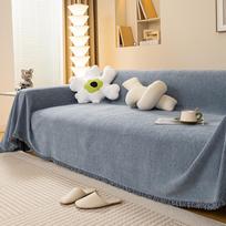 Herringbone Chenille Sofa Cover Full Covered Non-Slip Universal Cushion Protector for Living Room Furniture 180*130cm tamsiai mėlyna spalva