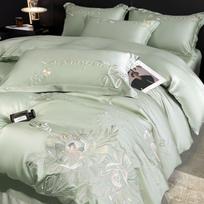 Vasarinis prabangus ledo šilko 4 dalių patalynės komplektas, skalbiamas mašinoje, šilkinis, lygus, kvėpuojantis, su siuvinėjimu, žakardinis Suit&1.5m bed-4pcs gray