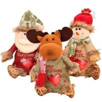 3Pcs Christmas Gift Bags Snowman Santa Elk Patterns Decorative Candy Bags Reusable Holiday Party Favor Pouches 3pcs D beige