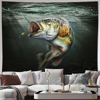 Realistiškas bosas po vandeniu Sieninė gobelenas Skalbiamas mašinoje Visų sezonų Dekoras Meno spaudinys Gamta Laukinių gyvūnų dizainas Namai 150x100cm(60x40in) gray