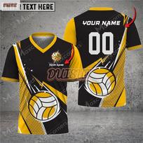 Women's New Volleyball Suit Custom Name And Number Suitable For Unisex Clothing 3D Printed Men's V-neck T-shirt Fashion Shirt 3XL yellow