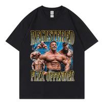 Funny Registered Flex Offender Bodybuilding Meme T-Shirt Fashion Vintage Short Sleeve T-shirts Unisex Casual T Shirts Tops M brown