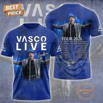 Vasco Rossi 2026 m. Turo Specialus Leidimas Mėlynas AOP Marškinėliai Dydis S5XL Unisex Marškinėliai M gray