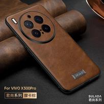 Verslo odinis mobiliojo telefono dėklas, skirtas Vivo X300 Pro X200 Ultra X100 X100S Pro, aukščiausios klasės karvės odos, visapusiškas, apsaugantis nuo kritimo vivo X300 Pro ruda