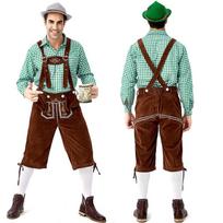 Tradicinis Oktoberfest vyrų languotas marškinys ir siuvinėti kombinezonai su kepure Extra Large blue