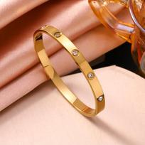 Minimalistinė 18K aukso nerūdijančio plieno apyrankė su deimantais: Madingi, universalūs, nišiniai H-Design papuošalai. brown