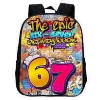 Spausdinta darželio 67 Six Seven kuprinė, animacinių filmukų 12 colių kuprinė, laisvalaikio ir lengva 12inch backpack