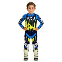 vaikiškas motokroso komplektas juodas Motociklo marškinėliai ir kelnės vaikiški drabužiai didelis berniukas mergaitė Jaunimo mx įrangos komplektas lenktyninis kostiumas YXL-26 (30-36KG) mėlyna