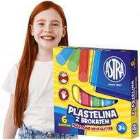 Astra Plastelinas su Blizgučiais, 6 Spalvos