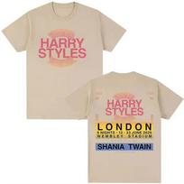 Harry Styles 2026 Together London Tour Tshirt Men and Women Summer Cotton Y2K Clothing Oversize Short Sleeved Top Streetwear S beige