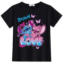 Disney Stitch mergaičių rožiniai trumpomis rankovėmis marškinėliai su grafika vaikams rožiniai marškinėliai | Mielas animacinis personažas mergaičių drabužiai Disney filmo prekės dovanos 140 pink