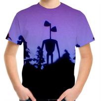 2026 Summer AI Horror Siren Head 3D Print Round Neck Short Sleeve T Shirts Fashion Casual Tops 4XL purple