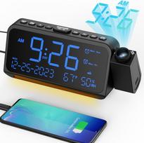 Digital clock wall projection ceiling 350 angle compatible 180 inversion possible temperature humidity calendar display 5 levels brightness adjustment