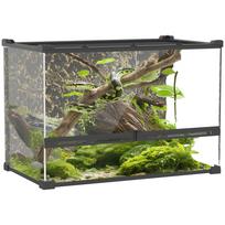 Reptile Glass Terrarium with Stone Background, Front Ventilation, Escape-Proof Knob Lock, 50 x 30 x 35 cm, Black 50 x 30 x 35 cm juoda