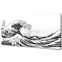 Great Wave Black Desk Mat Mousepad Japanese Art Mouse Pad Rubber Mat Mouse Carpet Table Pads Pc Mats 900x400 Office Accessories 30cmx60cm(11.8x23.6inch)