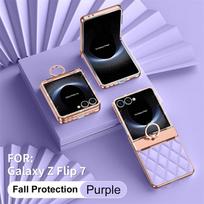 Skirta Samsung Galaxy Z Flip 8 7 5G PU odos dengimo Blizgučiai Bling Deimantinis žiedas Vyrių dėklas Ekrano apsauginė plėvelė Smūgiams atsparus dangtelis For Galaxy Z Flip 7
