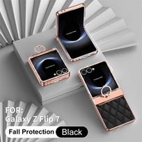 Skirta Samsung Galaxy Z Flip 8 7 5G PU odos dengimo Blizgučiai Bling Deimantinis žiedas Vyrių dėklas Ekrano apsauginė plėvelė Smūgiams atsparus dangtelis For Galaxy Z Flip 7