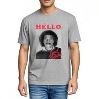 Unisex teeshirt Soft Cotton Tshirt Hello Lionel Richie Face Print Travel New Teeshirts Classic Unisex Tshirt Summer 2XL gray