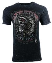 AFFLICTION Men's T-shirt AC IROQUOIS BLACK LAVA Biker Skull Tattoo MMA L black