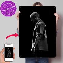 Kanye West Portrait D Texture Printed Poster Custom Vintage Metal Tin Plate Sign for Wall Art Bathroom Decor Room Funny Signs 20x30cm（7.8x11.8inch） white