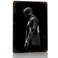 Kanye West Portrait D Texture Printed Poster Custom Vintage Metal Tin Plate Sign for Wall Art Bathroom Decor Room Funny Signs 20x30cm（7.8x11.8inch） black