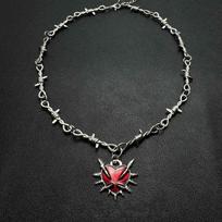 Dark Heart Sword Thorn Necklace - Spicy Girl Harajuku Hip Hop Street Retro Style gray