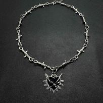 Dark Heart Sword Thorn Necklace - Spicy Girl Harajuku Hip Hop Street Retro Style gray