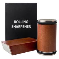 Magnetic Wooden Roller Knife Sharpener, 15°-20° Adjustable Angle, Fast Stone Blade Sharpening for Home Kitchen. Black Magnetic Angle Roller black
