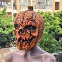 Helovino moliūgo kaukė šokių vakarėliams, baisūs pokštų rekvizitai, oranžiniai galvos apdangalai, kostiumas tiesioginei transliacijai, atmosferos kaukė New Cracked Pumpkin brown