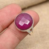 Faceted Ruby Gemstone 925 Solid Sterling Silver Handmade Jewelry Lab-created Gemstone Ring 12 brown