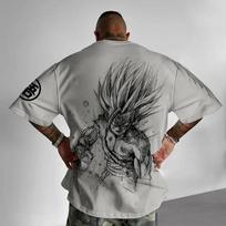 Dragon Ball animacijos marškinėliai vyriški vasariniai nauji dvipusiai spausdinti laisvi kasdieniai Harajuku madingi trumparankoviai tėvų ir vaikų viršus 3XL gray