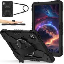 Planšetinio kompiuterio dėklas Redmi pad 2 pro 12.1 smūgiams atsparus dėklas Redmi pad pro 12.1  360° besisukantis stovas Rankinio dirželio peties dirželis Funda Redmi pad 2 pro 12.1 juoda