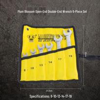 14-Piece Plum Blossom Open-End Double Wrench Set with Hanging Bag gray